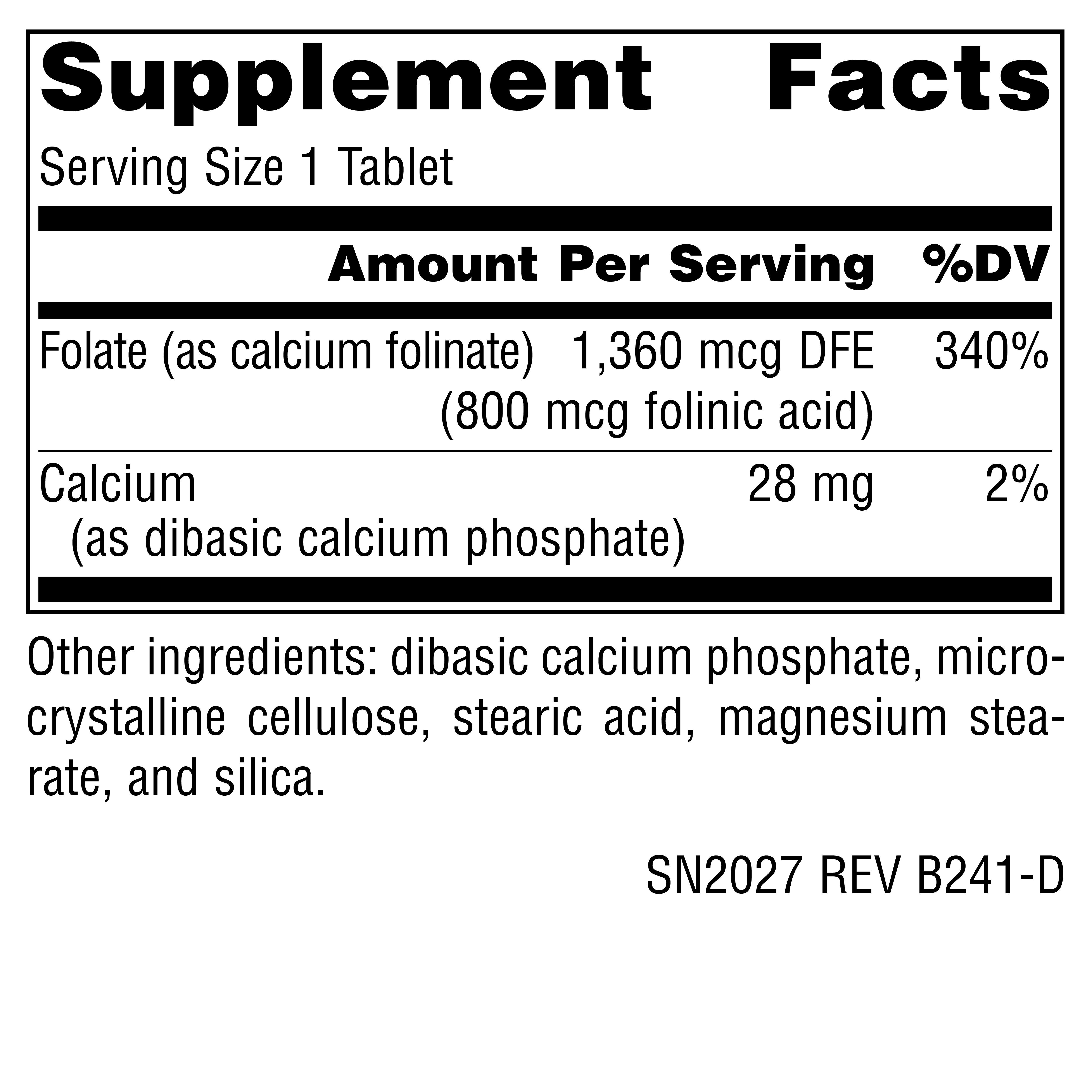 Supplement facts image