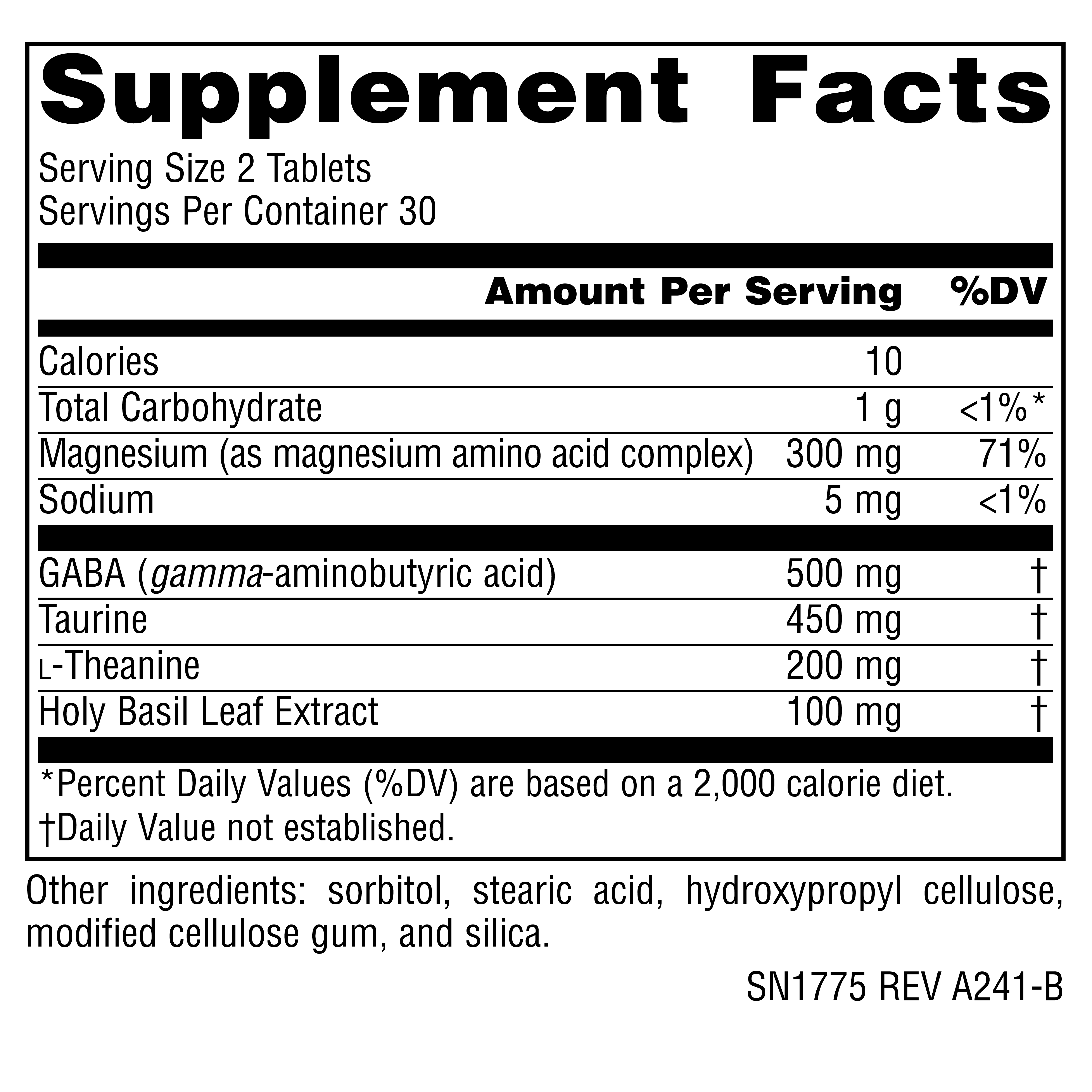Supplement facts image
