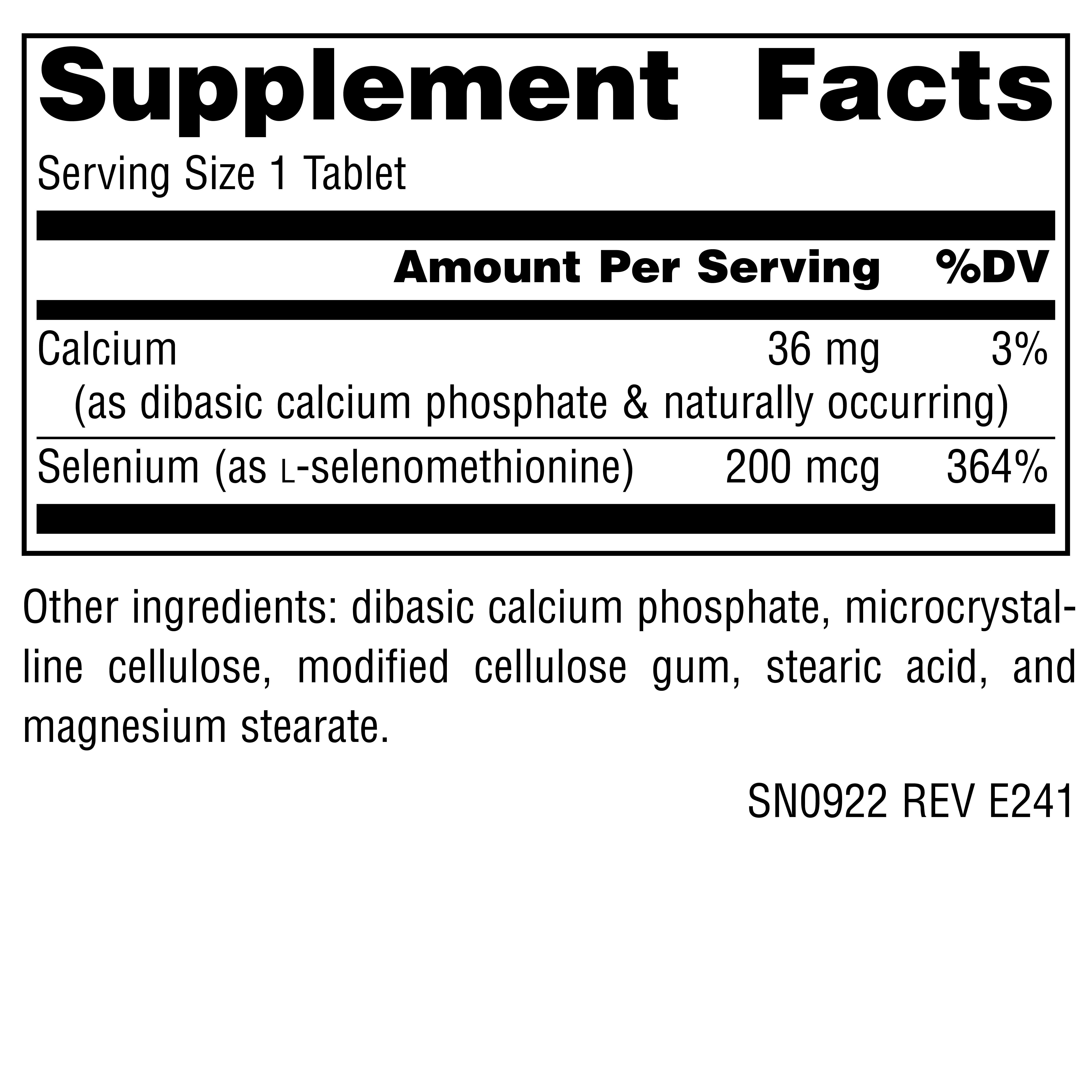 Supplement facts image