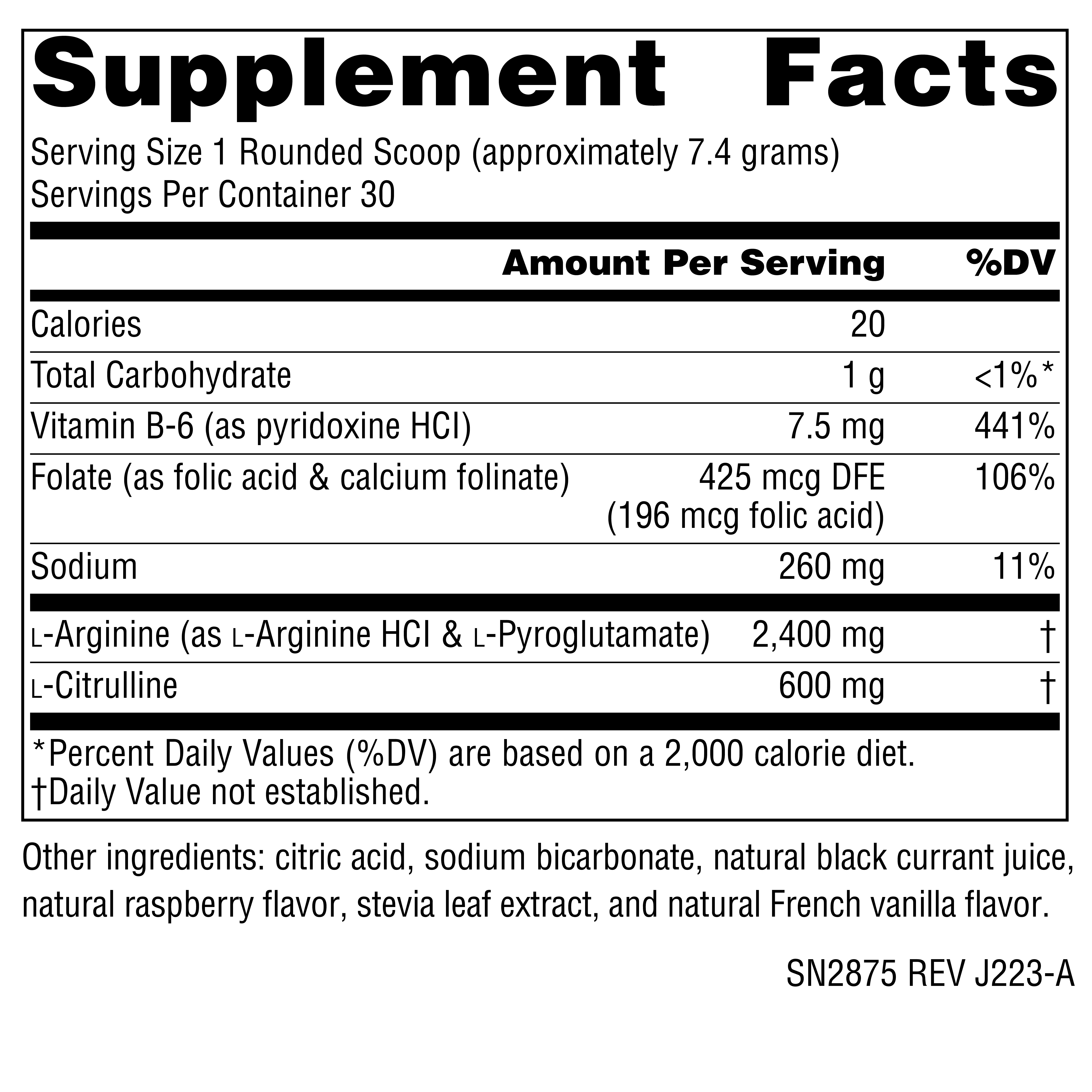 Supplement facts image