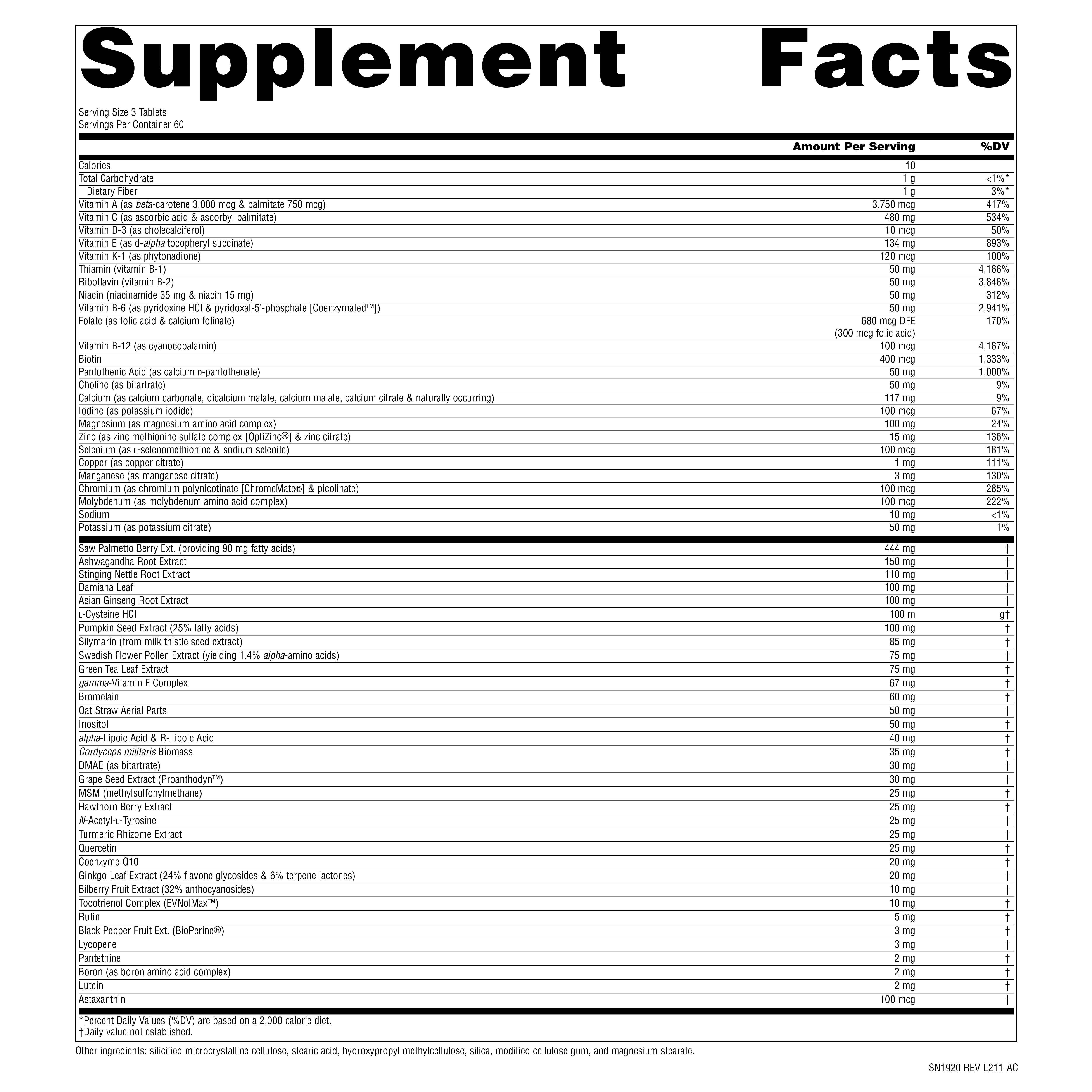 Supplement facts image