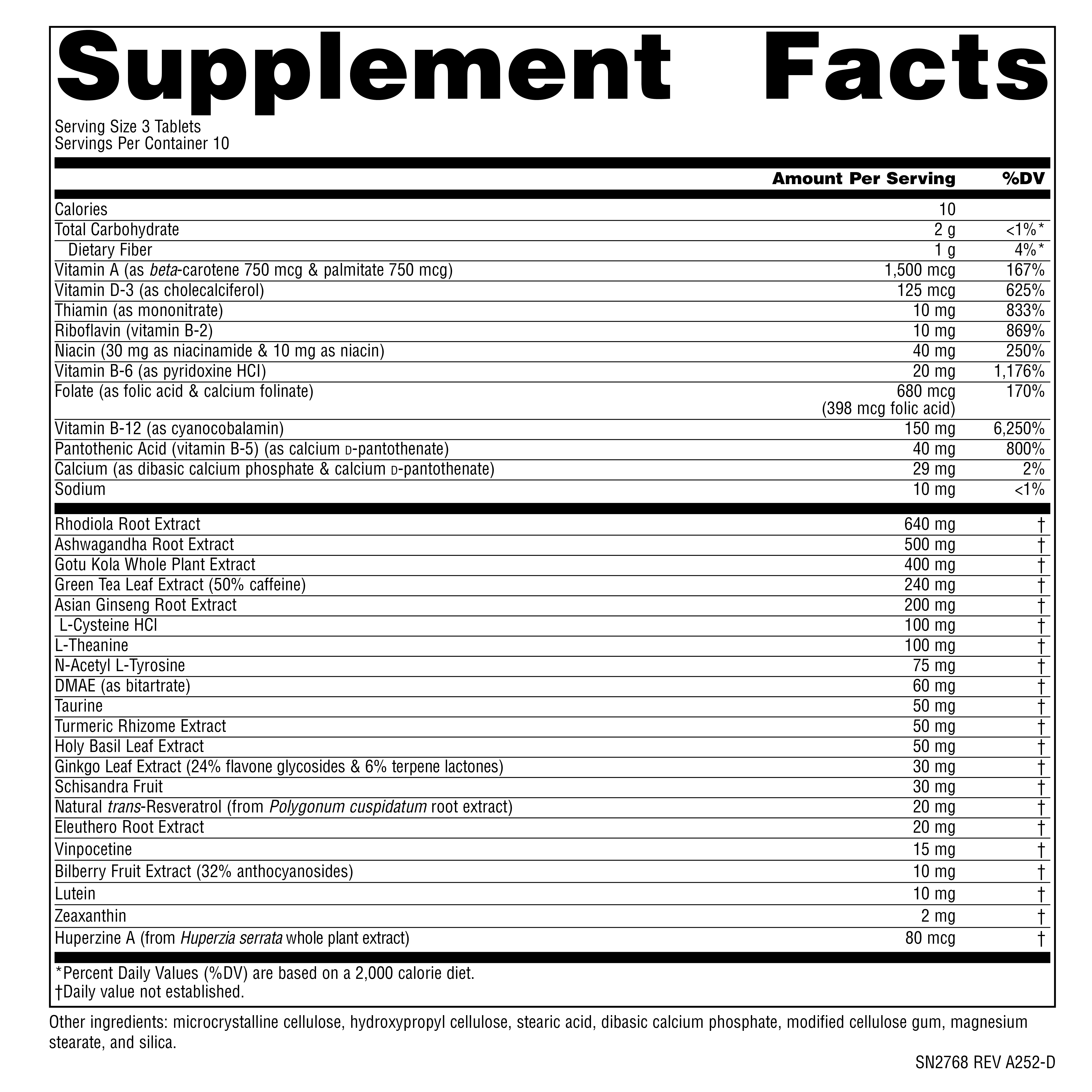 Supplement facts image
