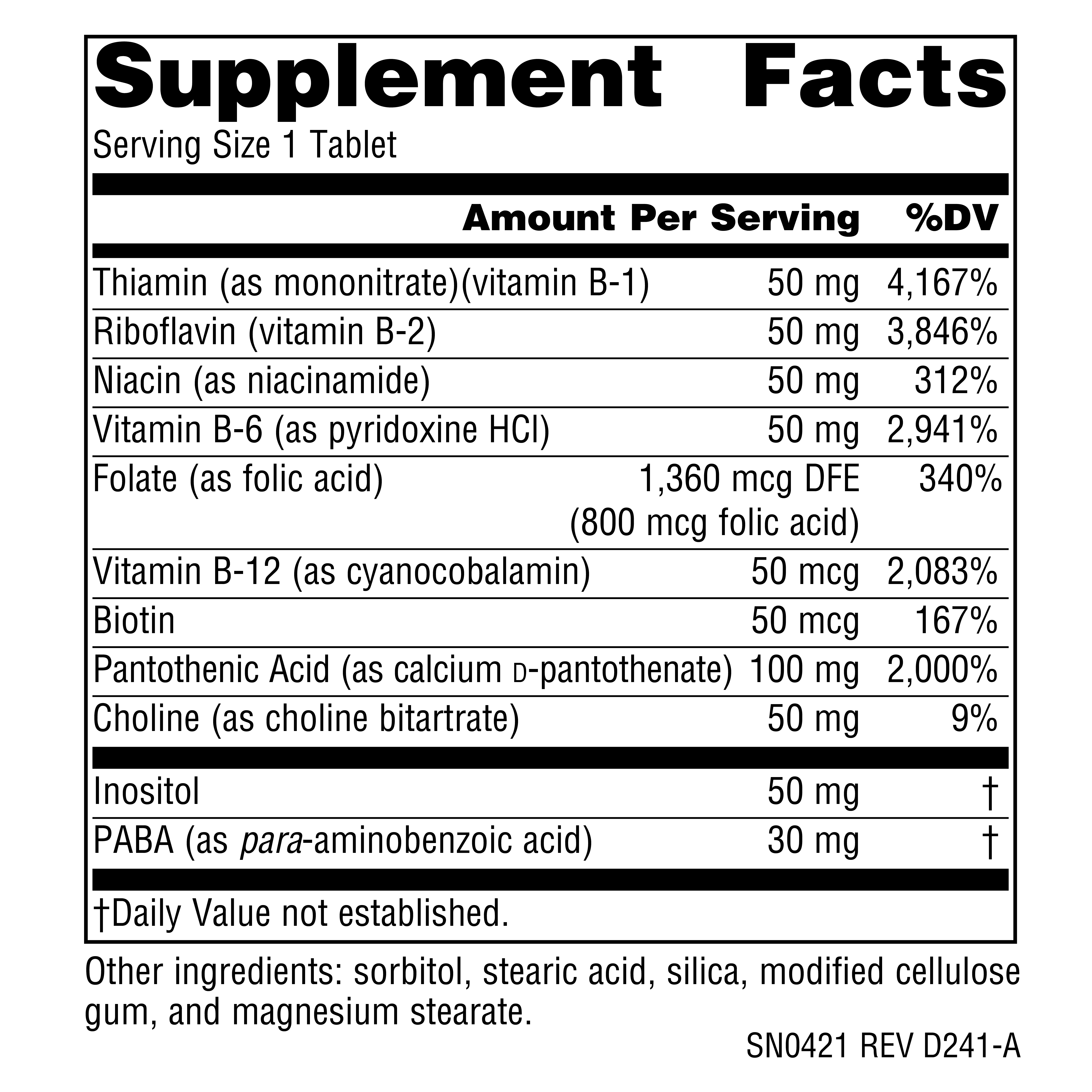 Supplement facts image