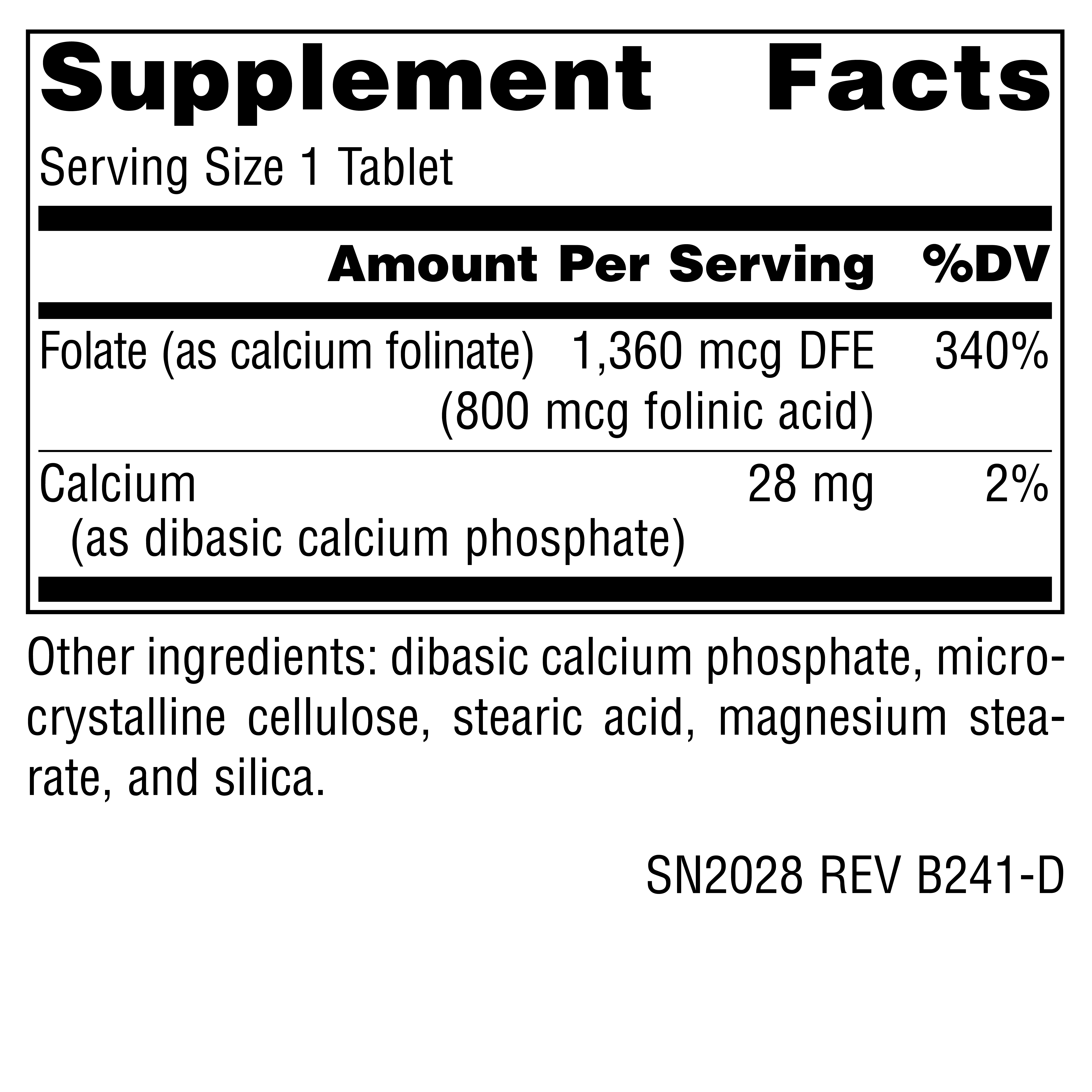 Supplement facts image