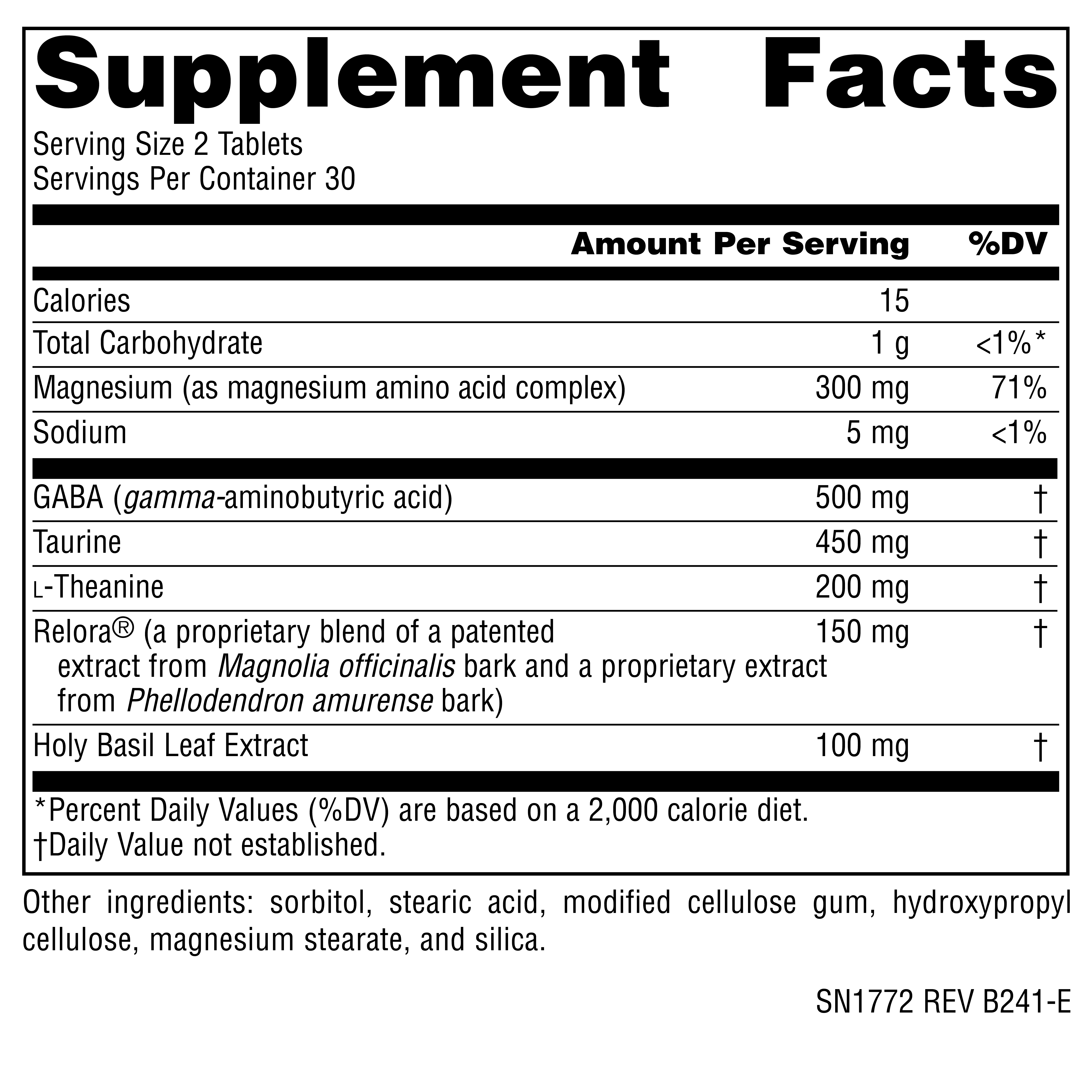 Supplement facts image