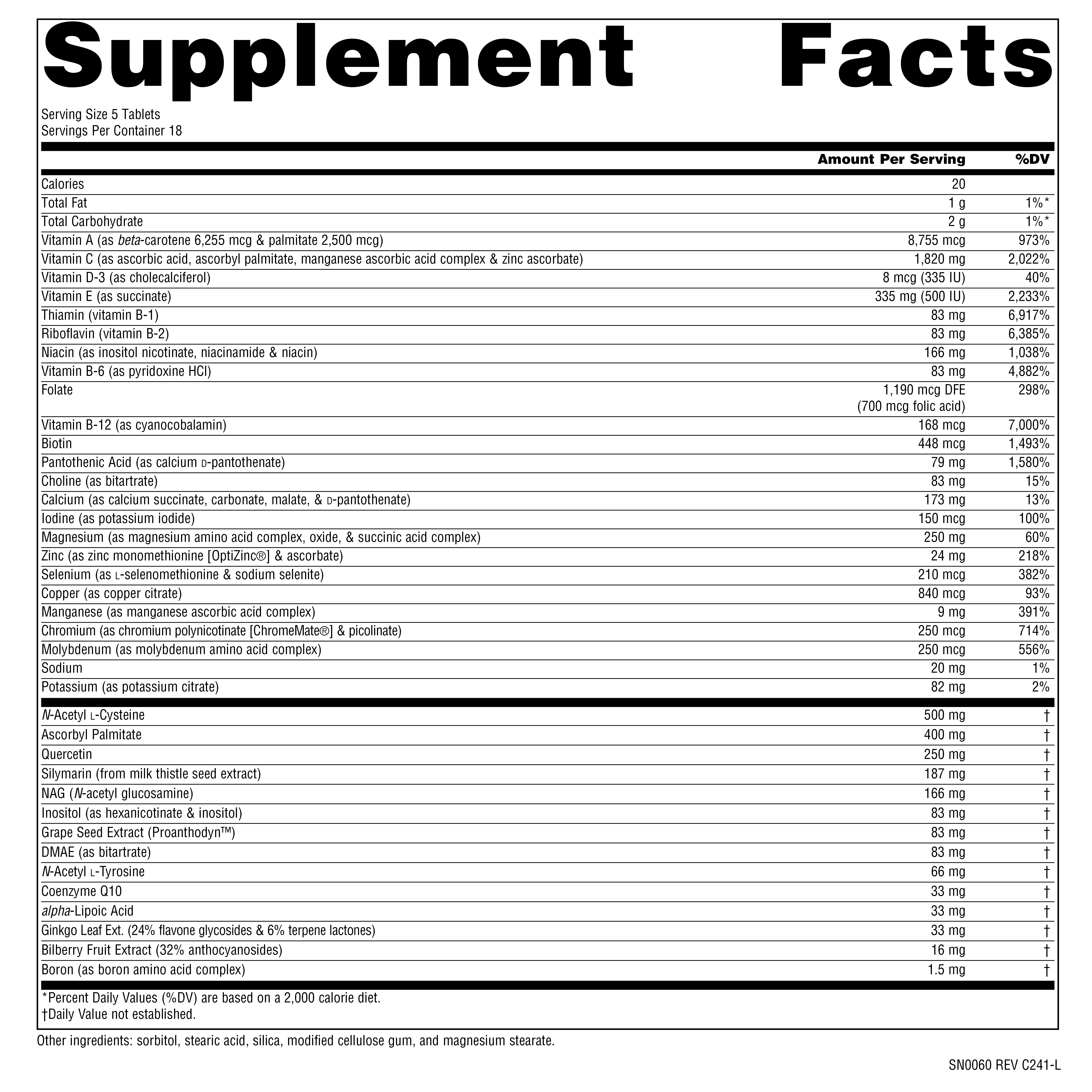 Supplement facts image