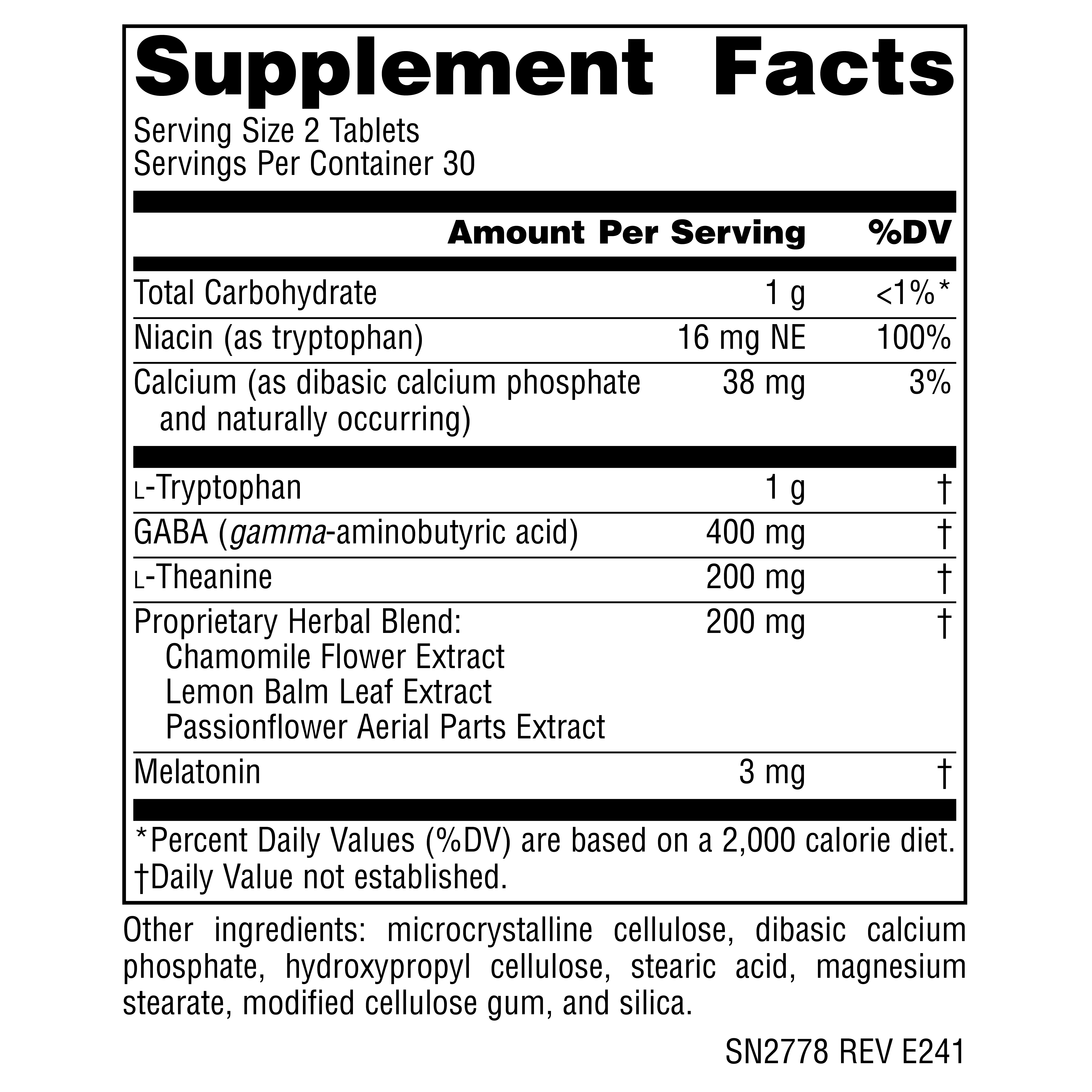 Supplement facts image