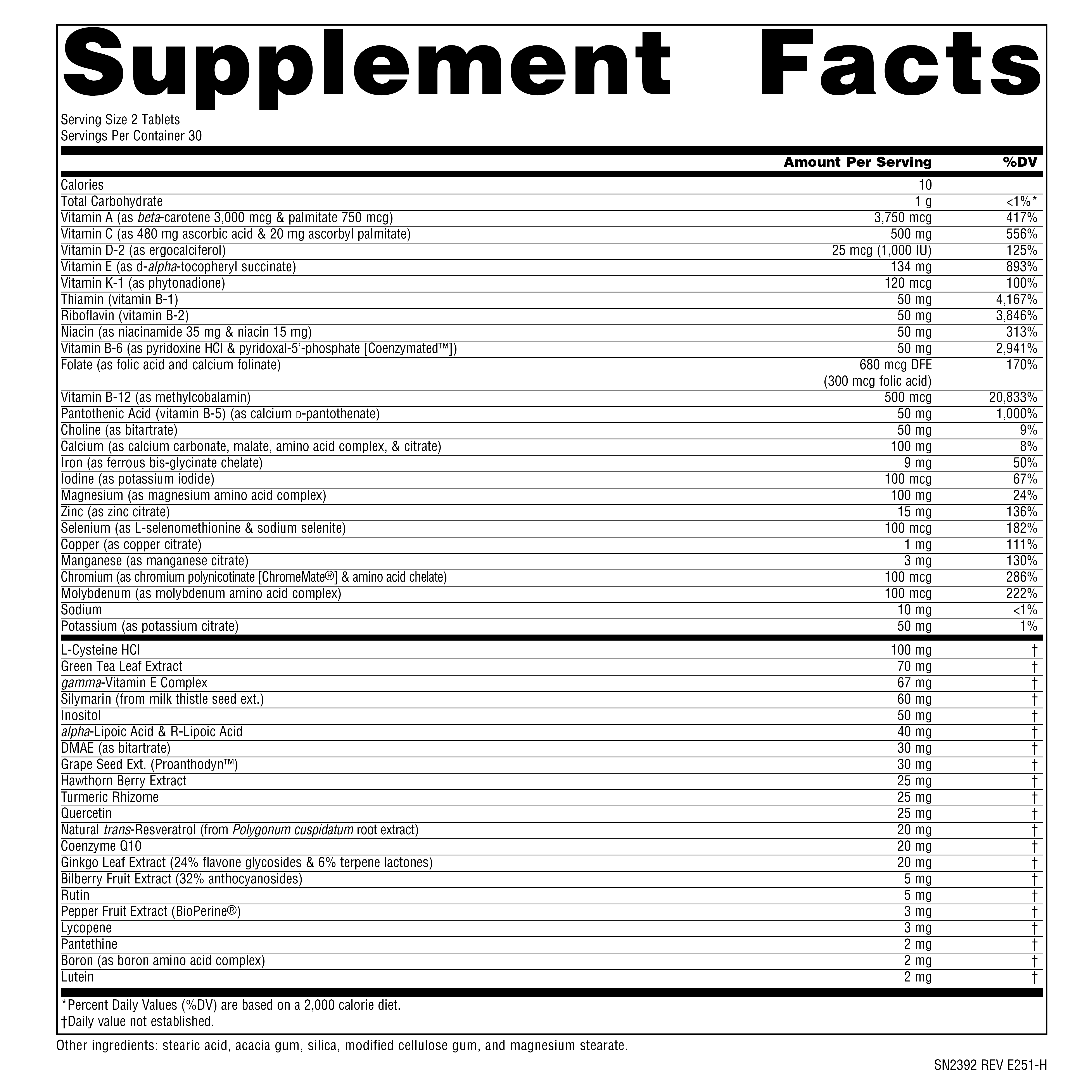 Supplement facts image