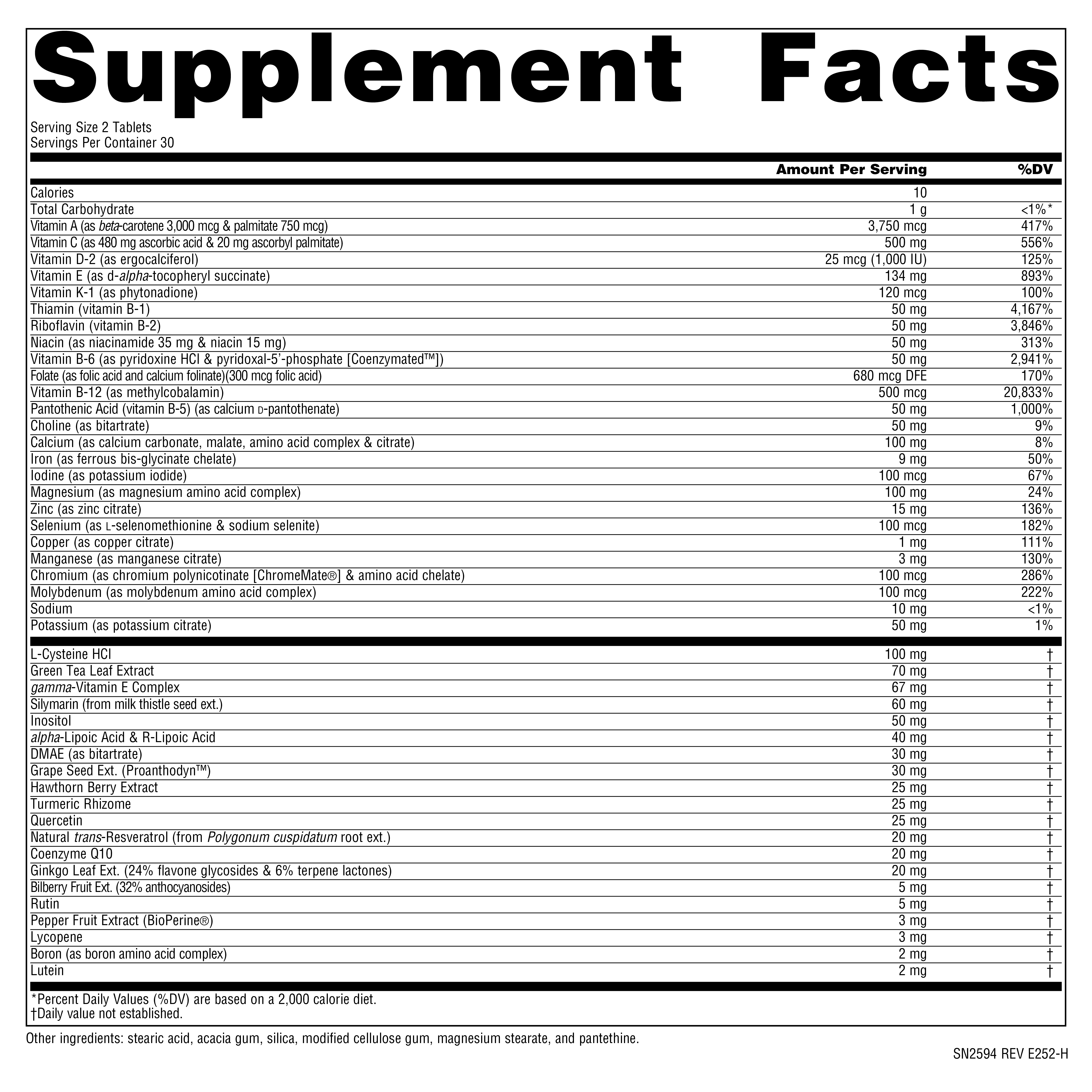 Supplement facts image
